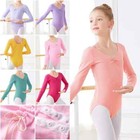Girls Ballet Dance Costume Kid Long short Sleeve Cotton Kids Turnpakje Leotard