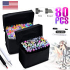 80pcs Dual Tip Twin Marker Pens Set Artist Sketch For Copic Markers Drawing Gift
