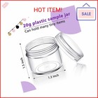50 Pieces 20g Empty Clear Plastic Pot Jars With Lids Round Cosmetic Sample Conta