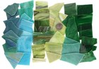 Green Mixed Stained Glass Scrap Pieces Sheets  Glass Mosaic Tiles For Art Cra   