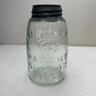 C1880s Mason s Cfj  Co  Patent Nov 30th 1858  Aqua Midget Pint Fruit Jar W lid
