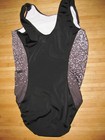 Gk Leotard Am Adult Medium Nylon Spandex Black Wtih Gray Dots