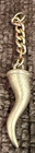 Vintage Pewter Italian Horn Cornicello 1 5    Heavy Pendant 13 Grams