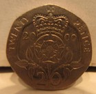 Great Britain 2000 20 Pence Error Coin Missing Layer Of Clad On Obverse