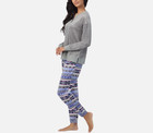 Nautica Women s 2-piece Fleece Fabric Pajama Set  Gray blue  Size Small