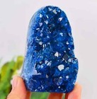 Large Aura Royal Blue Geode Phantom Cluster Titanium Crystal Specimen Decor 300g