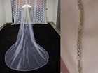 Bridal Beaded Edge Bridal Wedding Veil Ivory Silver Beads