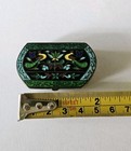 Vintage Pill Box Metal Enamel Trinket Box Unique With Peacock Design  small 