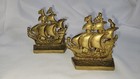 Vintage Pair Heavy Brass Sailing Ships Nautical Metal Bookends