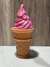 Vintage Safe-t Cup Pink Ice Cream Cone Coin Bank Plastic Blow Mold Vintage