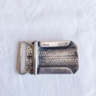Vintage Sterling Silver Gold Inlaid Hand Hammered Belt Buckle S b Lco