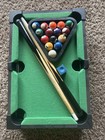 Mini Tabletop Pool Game Set With Balls  2x Cue Stick  And Chalk- Missing 1 Ball
