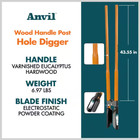 47 In  L Wood Handle Steel Post Hole Digger