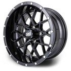 4 Pack Series 80 Matrix 12  X 7  Full Glossy Black Golf Cart Wheel