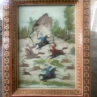 Vtg Persian Miniature On Marquetry Frames Khatam Kari 19th Century Hand Painted