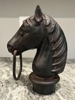 Antique Cast Iron Horse Head Hitching Post Topper Architectural Salvage Vtg