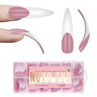 Xxl Curved Stiletto Almond French Tip Nail Tips - Soft Gel Extra Thick 240 Pcs