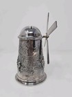 Vintage Denmark Silver Plate Windmill Bank Musicians Scene Blades Spin No Key 