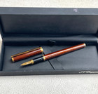 St Dupont Classique Fountain Pen Red Gold Dust 14k Gold Nib Made In France Bs138