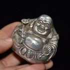 China Rare Brass Silver Plated Meditating Amit  bha Buddha Maitreya Buddha Statue