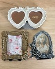 Lot Of 3 Small Picture Frames Metal   Plastic Victorian Cottage Shabby Chic
