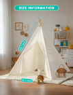 Teepee Tent For Kids Indoor - Natural Canvas Kids Play Tent - Washable Tipi Slee