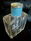 Antique Art Deco French Guilloche Enamel Sterling Lid Glass Vanity scent Bottle