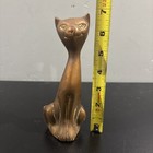 Vintage Brass Kitty Cat Mcm Statue Figurine Egyptian Like Art Deco