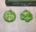 Irish Blown Glass Ornaments Glitter Celtic Cross Claddagh St  Patrick s Shamrock