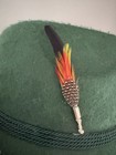 Oktoberfest german Feather Hat Pin With Edelweiss Holder  black  Red And Yellow 