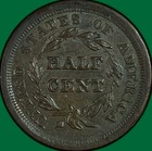 1857 Braided Hair Half Cent Choice Almost Uncirculated Au  Coin  41629