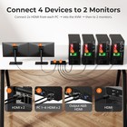 Tesmart 4 Port Kvm Switch Dual Monitor Displayport  Support 4k 60hz Usb 3 0 Kvm