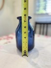 Blue Ribbed Glass Vase 7 5 Inches Tall