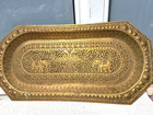 Vintage Indo Persian Brass Tray Pierced   Elephant Design