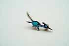 Vintage Sterling Silver Turquoise Roadrunner Southwestern Pin 2 6cm Jb38