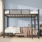Twin Over Twin Metal Loft Bunk Bed With Ladder And Guardrail Heavy Duty Frame