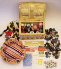 Vtg Lot Grandmas Sewing Box Notions Thread Pin Cushion Needle Button Spool Japan