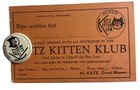 Felix The Cat Katz Kitten Klub Member Rare Mint 1930s Pin   Membership Card