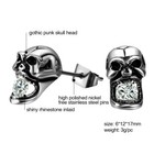 2 Pairs Punk Gothic Skull Stainless Steel Hoop Huggie Stud Earrings Halloween