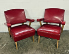 Vintage Mid-century Modern Viking Artline Red Vinyl Armchairs