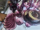 Antique Amethyst Glass Drinkware Set  Assorted Cups   Goblets plates And Dishes
