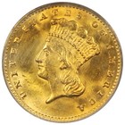 1874 Indian Princess Gold Dollar Pcgs Ms62 Uncirculated  1