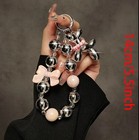 Adorable Pink Bow Silver Dog Beaded Metallic Phone Bag Charm Strap Wristlet 