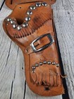 Vtg Hubley Trooper Cap Gun   Studded Leather Fringe Holster Made In Usa 1950 s
