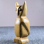 Vintage Hand Carved Wooden Owl Figurine Valentines Heart Folk Art 8   