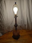 Vtg Mid Century Modern Amber Glass Table Lamp Retro Hollywood Regency