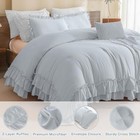  Shabby Ruffled King Comforter Set farmhouse Cornflower Blue Bedding Comforter 
