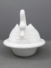 Antique Challinor Taylor Milk Glass Block Swan Animal Covered Dish Original Eyes