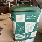 Vintage Metal Ice Chest  Magikooler Jadeite Green   White Checkered Rare 1950s