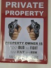 Private Property Think Twice Sign Metal Aluminum 8 x12  Rustic Funny Warning